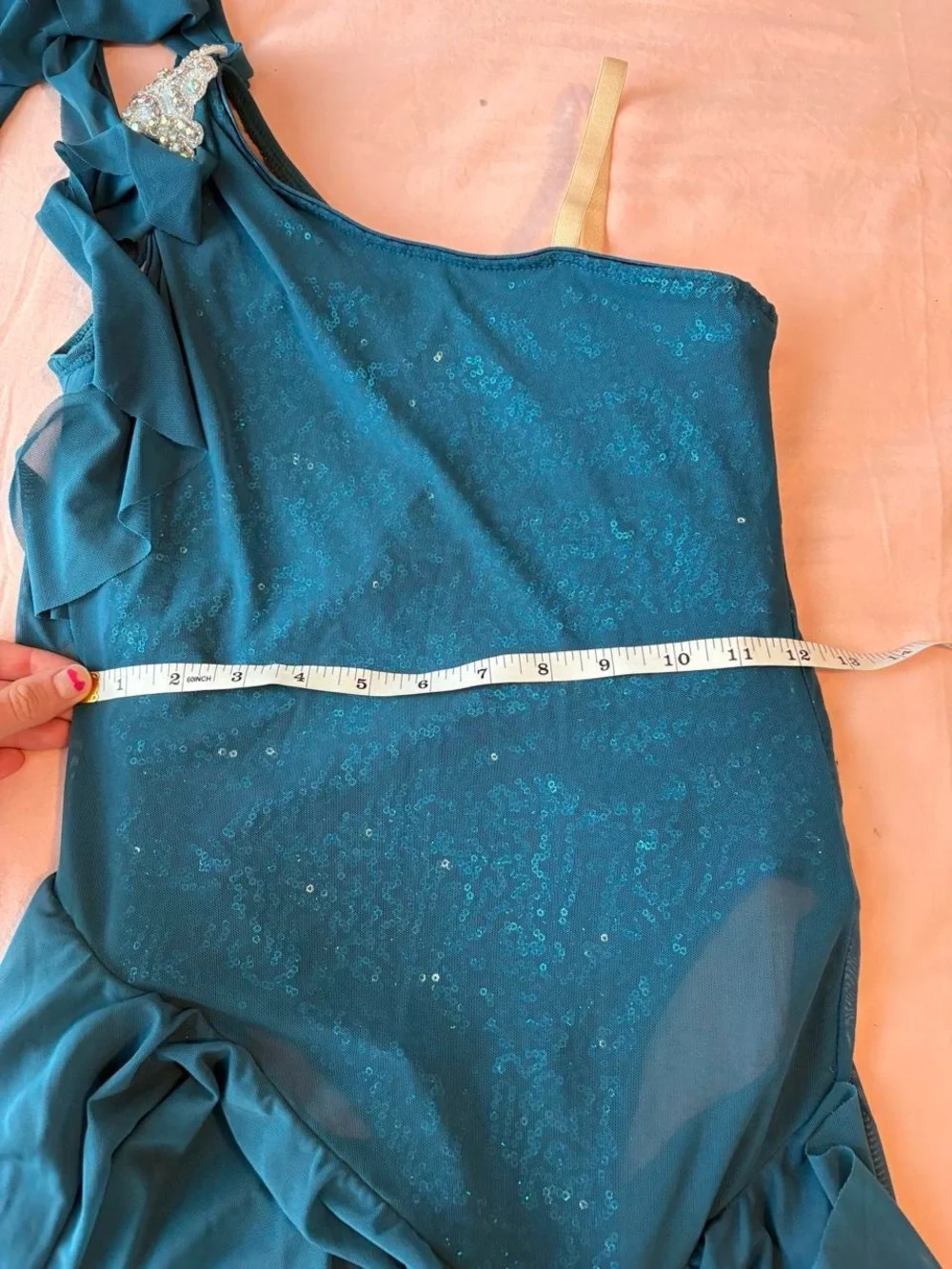 Blue Sequins and Rhinestone Girls’ Leotard